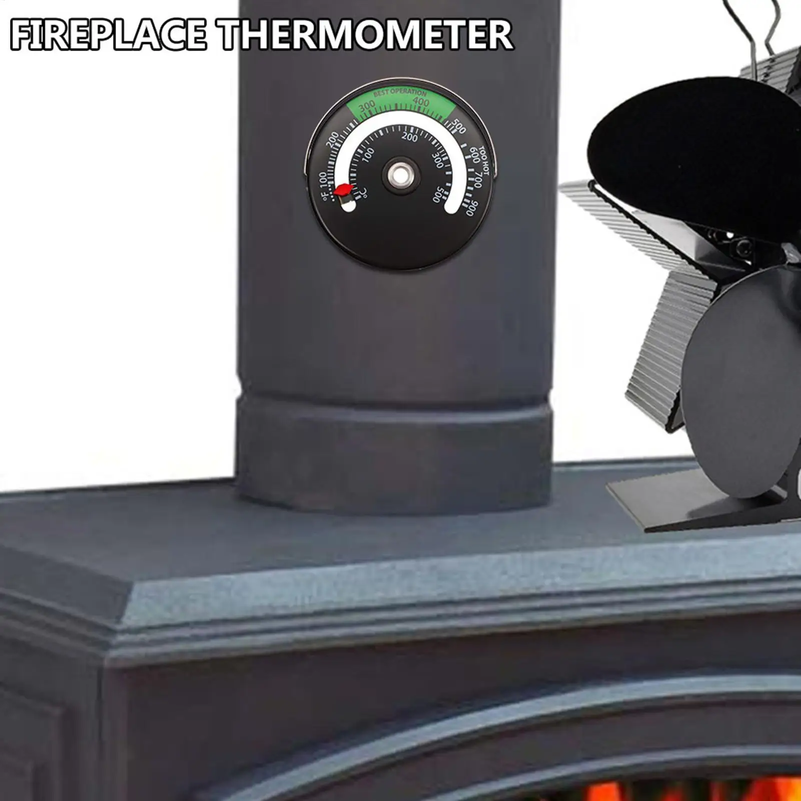 Thermomètre de cheminée en bois de 6 cm pour la lecture des températures en hauteur, accessoire essentiel pour éviter les pertes de chaleur des ventilateurs de poêle