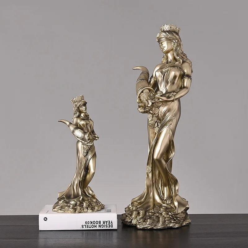 33,5 cm Home Decor Griechischer Reichtum Göttin Fortuna Figur Plouto Glück Glück Skulptur Büro Geschenk Mythologische Figur Ornament – Detail 6