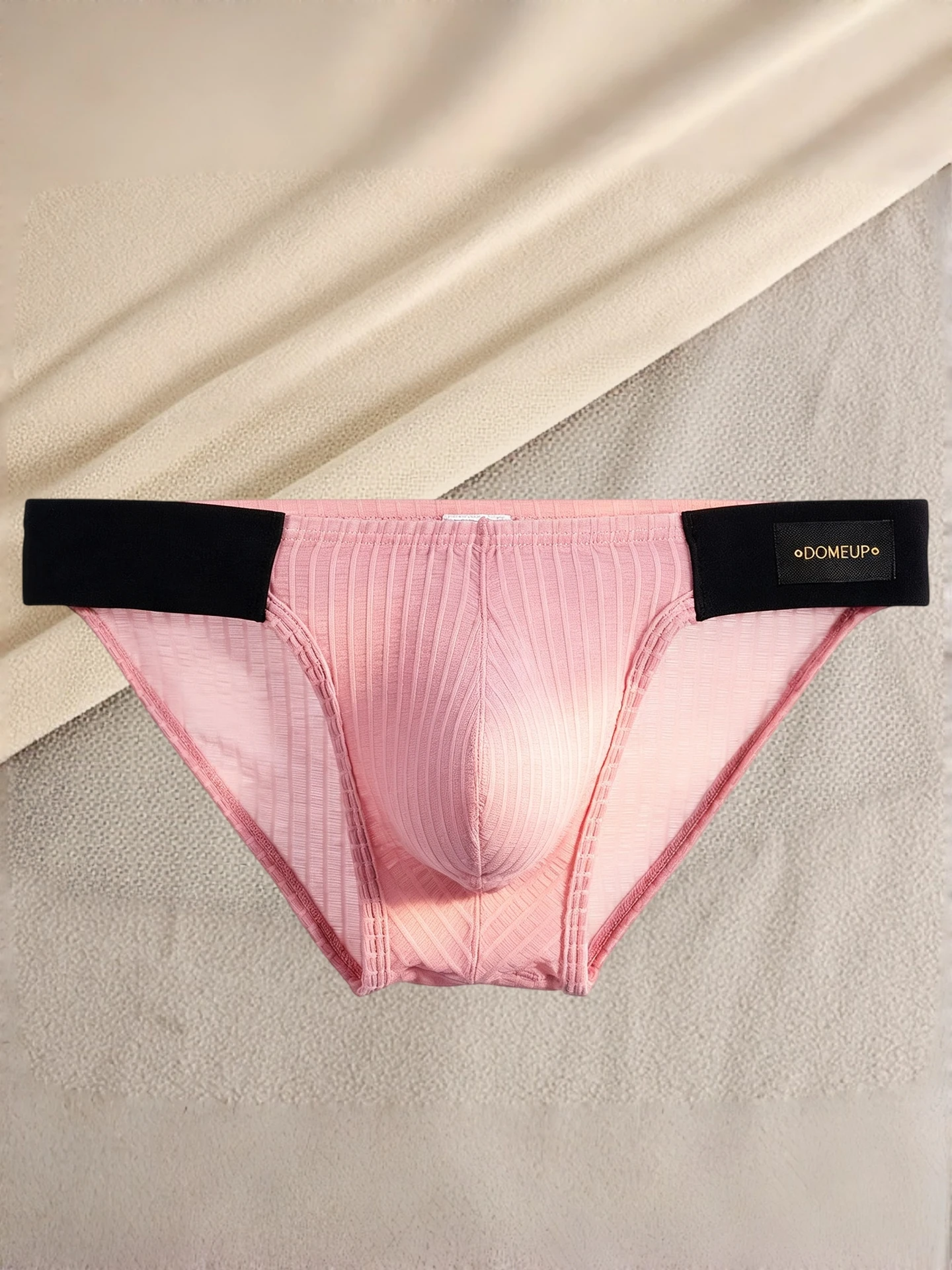 Men's Triangle Underwear Vertical Stripe Mesh Breathable Wide Waist Comfortable Home Briefs for Men