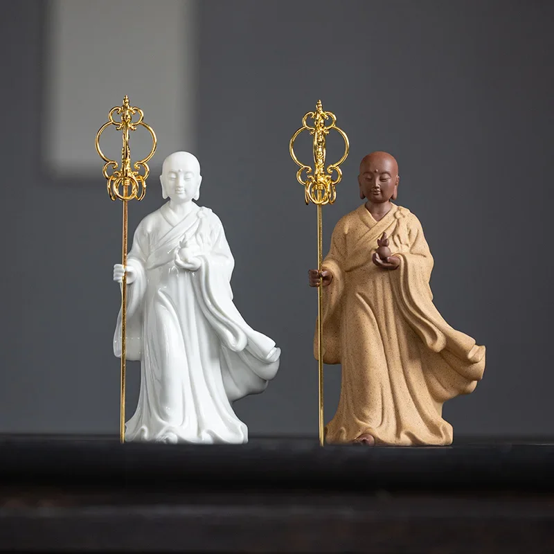 

Ksitigarbha Statue Of Buddhism Sculptures Ceramic Buddha Figurines Meditation Room Tearoom Temple Ornaments Zen Decoration