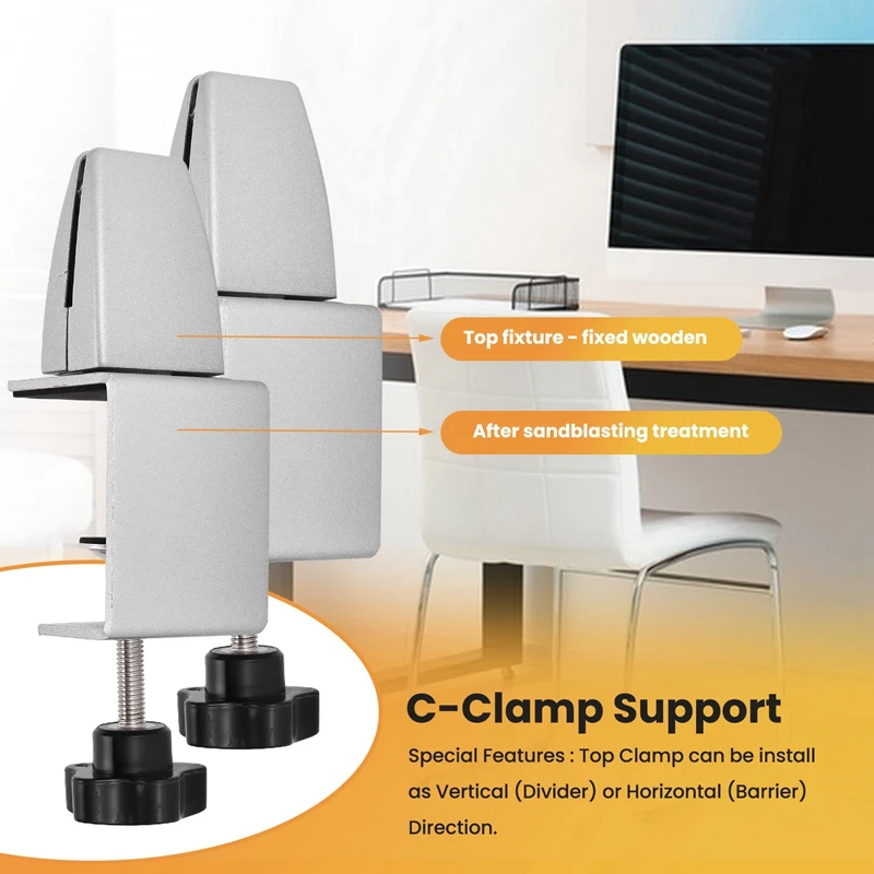 2 Pcs Office Desk Divider Clamp Privacy Screen Clip Holder Bracket Screen Baffle Clamp Partition For Table Clamp