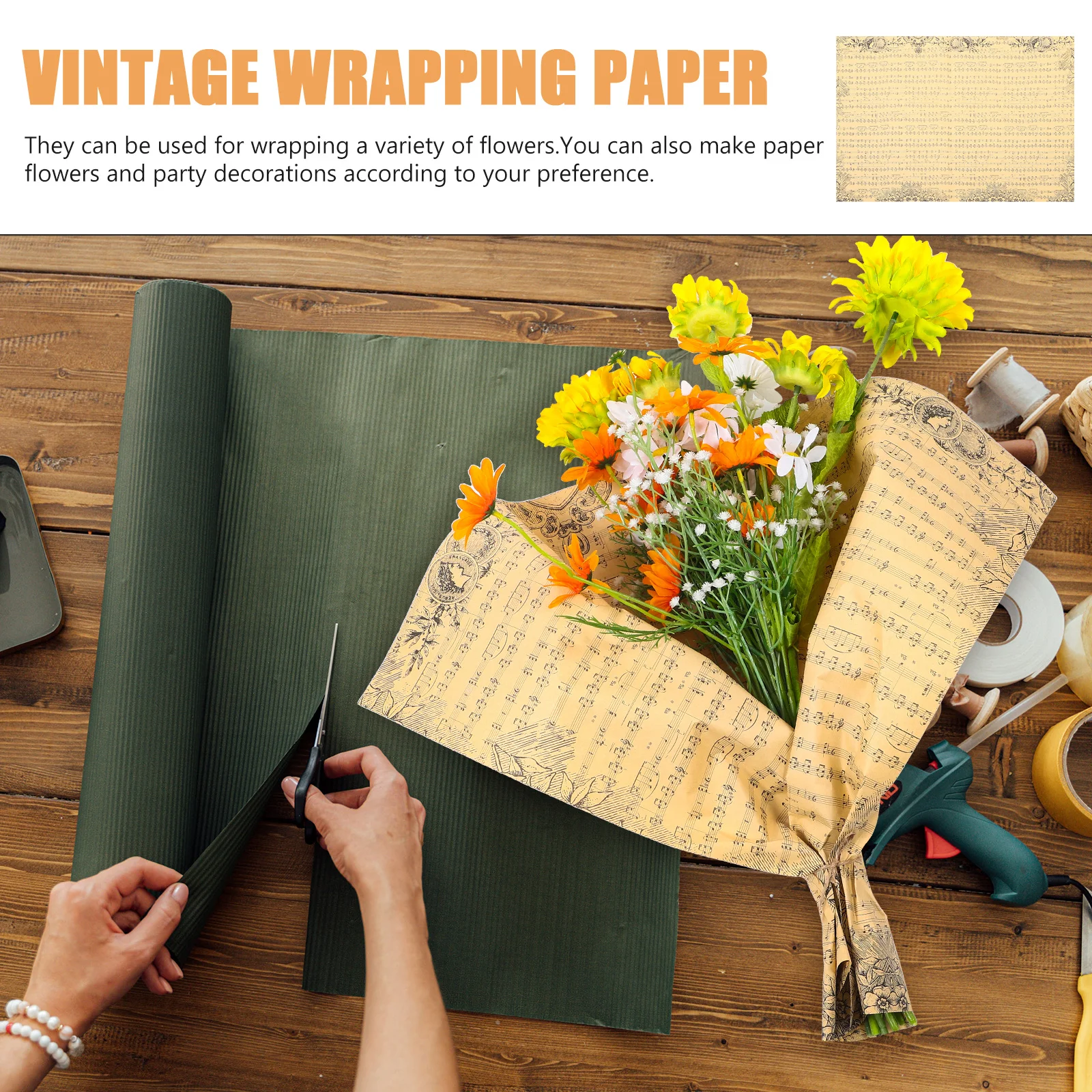 

20pcs Retro Note Wrapping Paper Vintage Design for Flowers Gifts Newspaper Wrapping Paper For Flowers Style Bouquet Packaging
