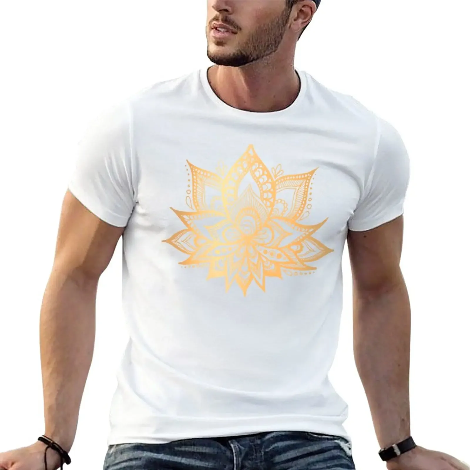 New Gold Lotus Flower T-Shirt boys whites new edition for a boy men workout shirt