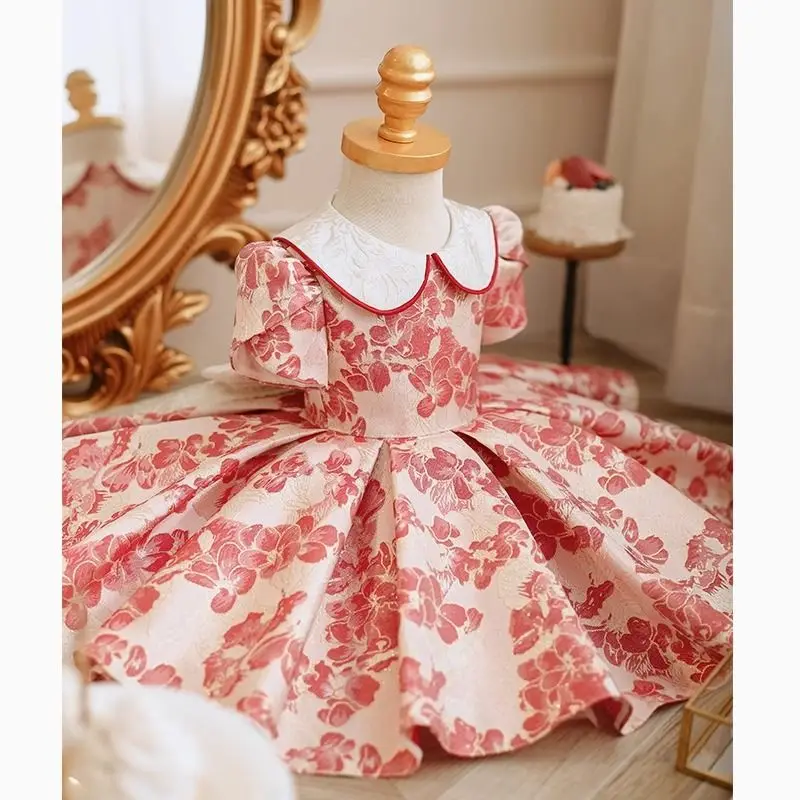 Luxury Children's Wear Eid Girls' Dresses Fashion Formal Gown Evening Dress Summer Flower Girls Princess Wedding Lovely Clothes