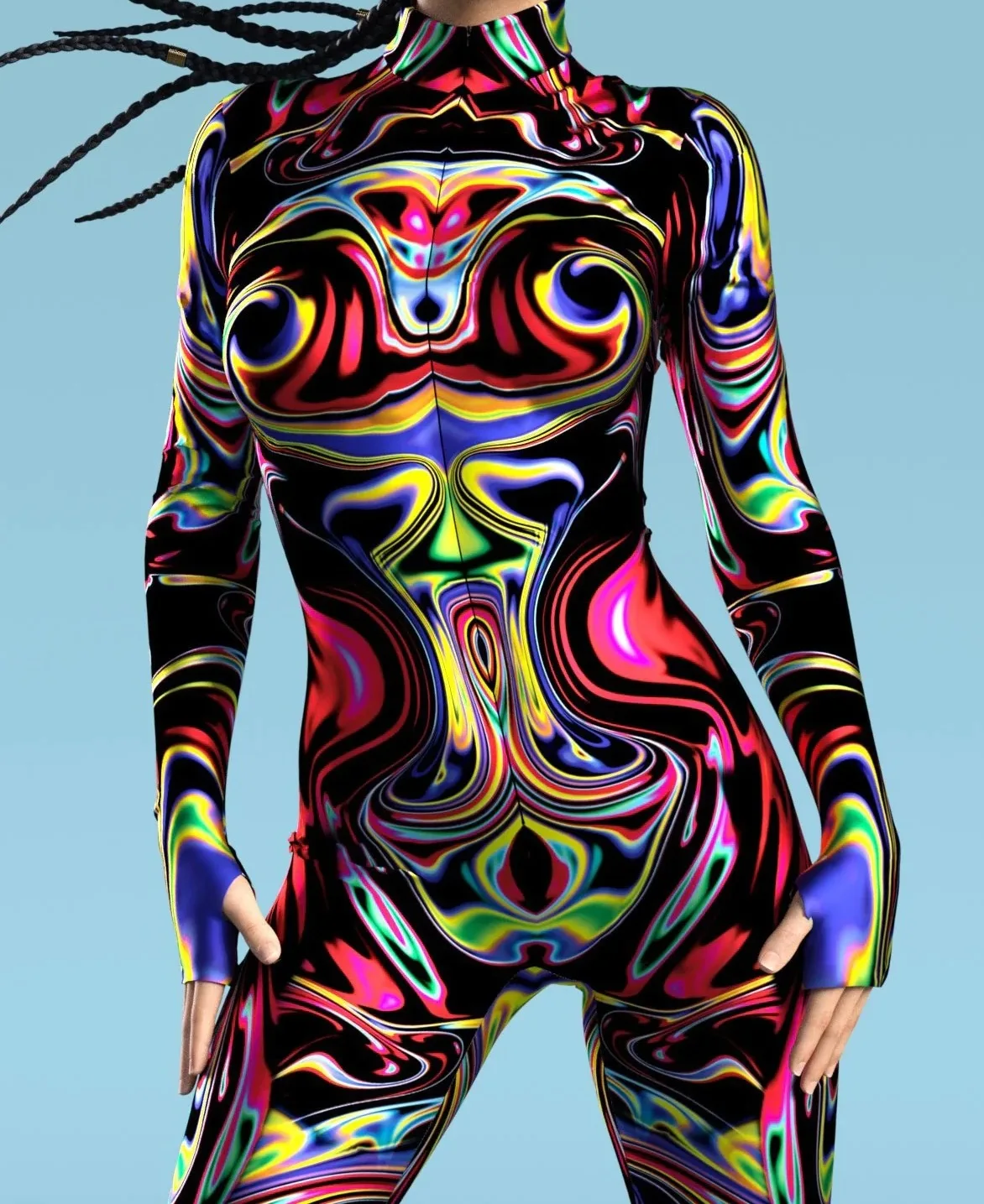 Colorful Rainbow Abstract Geometry 3D Print Women Sexy Skinny Jumpsuit Carnival Holiday Party Cosplay Costumes Fancy Bodysuit