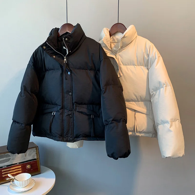 Casual Women Loose Thicken Jacket Button Up Solid Warm Bread Clothing For Women Puffer Cardigan Coat