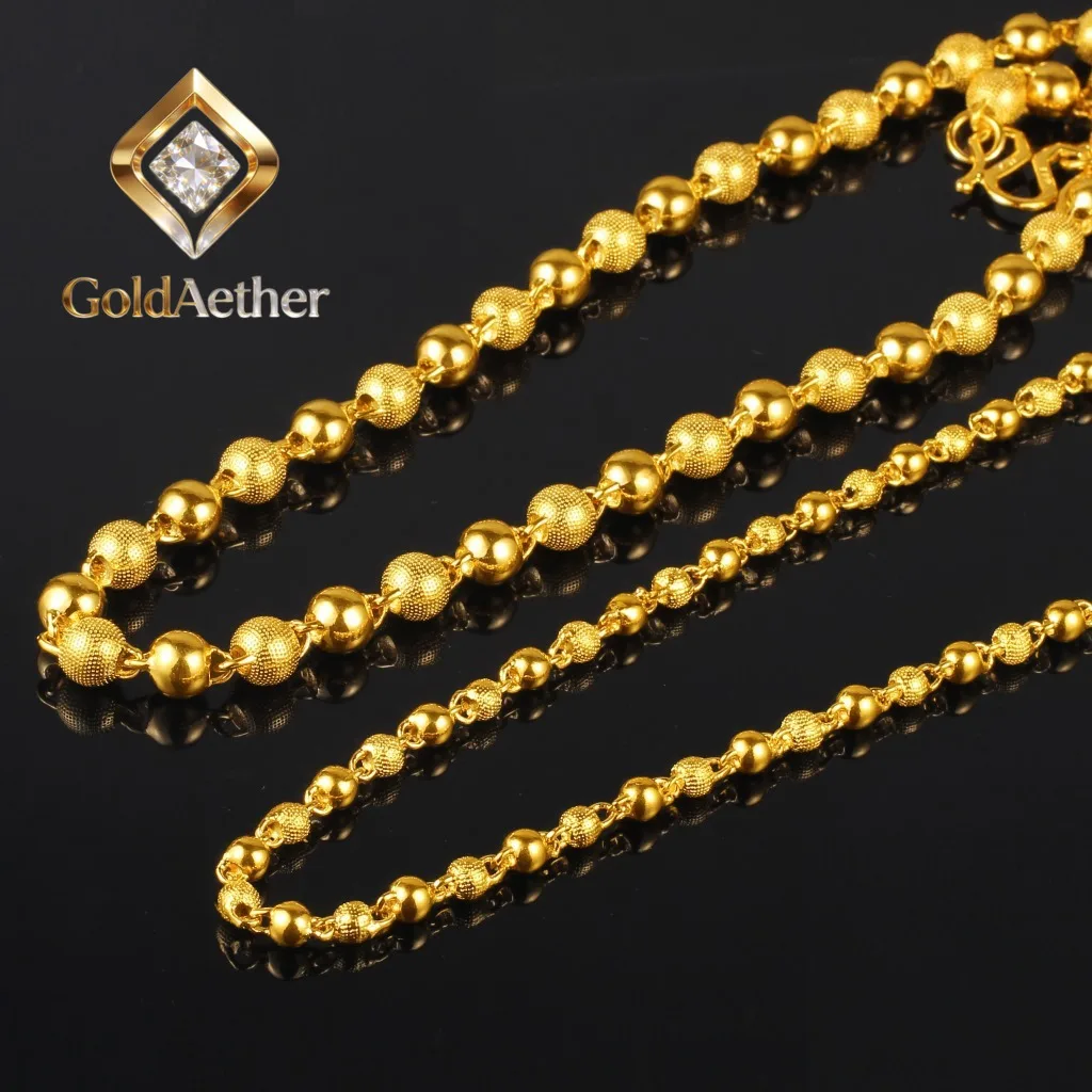 

Ожерелье GoldNouveau Luxury из чистого золота 24K 9999 пробы с матовыми бусинами для мужчин и женщин