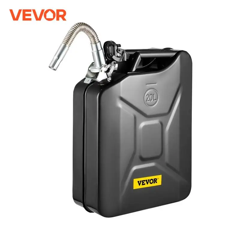 VEVOR 5.3 Gallon / 20 L Jerry Fuel Can Rustproof & Heat-resistant Steel Petrol Tank with Flexible Spout Black/Red/Yellow/Green