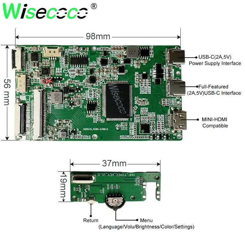 Imagem -06 - Wisecoco-esticada Bar Display Lcd Capacitiva Touch Screen Driver Board Usb-c Placa Driver Ips Tira Longa Ips 2560x720 2k 145