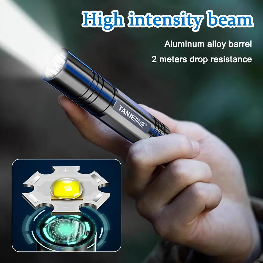 1Pc Handheld Flash Light USB Charging Emergency LED Flashlight Waterproof Mini Super Bright Light 600mAh For Outdoor Hiking