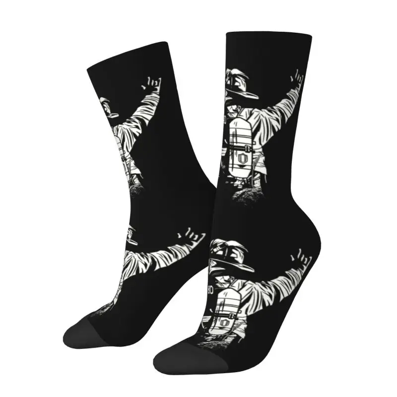 Funny Firefighter Fire Department Gift Fireman Firewoman Socks Men Women Warm 3D Printing Fire Hero Sports Football Socks