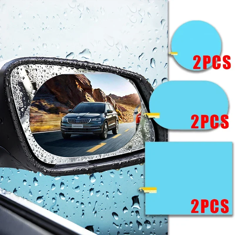 2Pcs Rain-proof Sticker Car Rearview Mirror Waterproof Anti-Fog Film Round square Universal Moto Mirror Anti-reflective Film