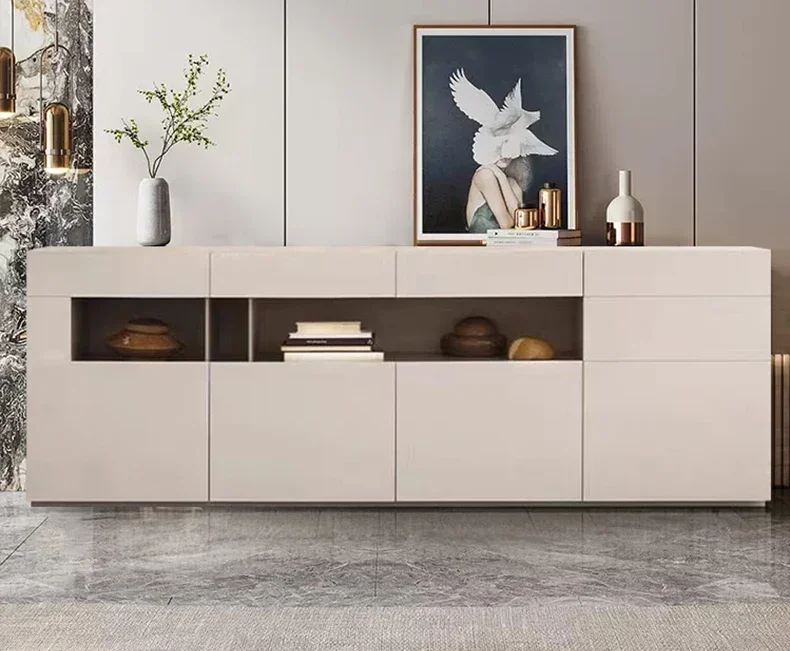 

Современный светлый роскошный обеденный боковой шкаф из цельного дерева, многофункциональное хранилище для чая в гостиной, итальянский шкаф для краски 9338