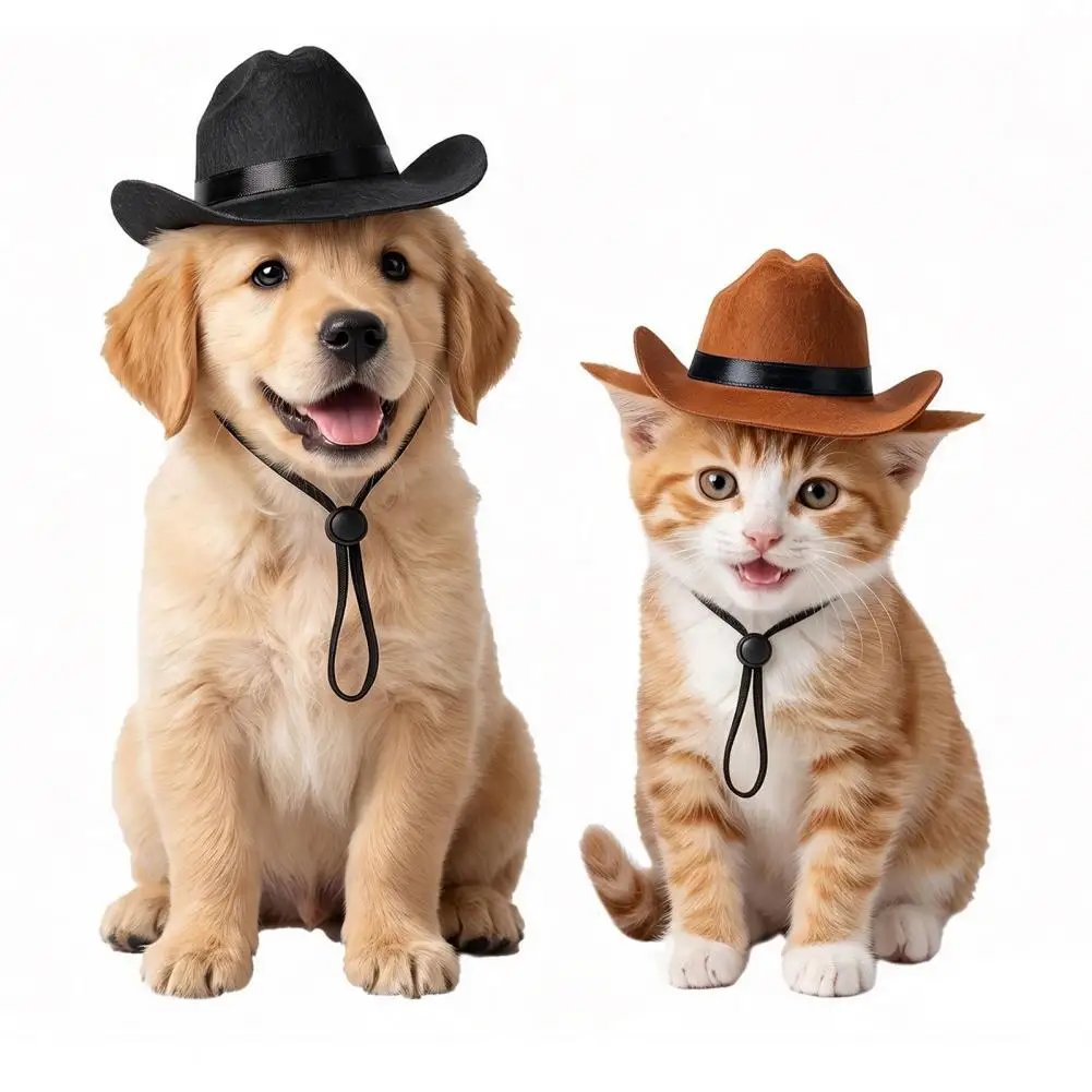 Adjustable Pet Headwear Pet Cowboy Hat for Dogs Cats Western Mini Cowboy Costume Hat Retro Halloween Party Cosplay for Pets