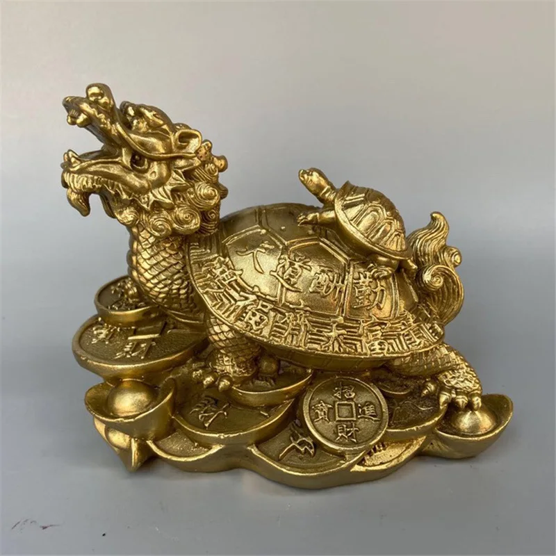 Brass Son And Mother Little -Head Tortoise Tian Dao Reward Dragon Turtle Decoration Office