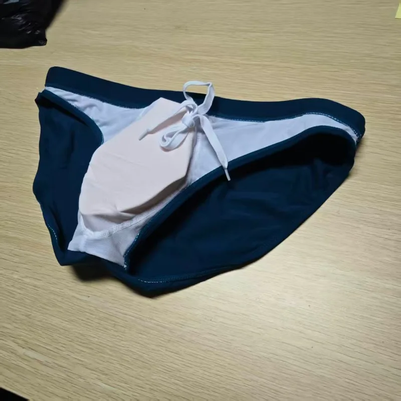 

minimalist spot real shot original camera solid color small triangle swimming trunks with cup quick-drying beach briefs UXH096-1