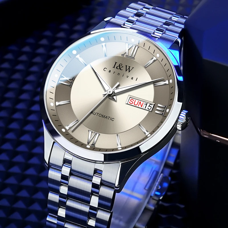 Carnival Brand IW High-end Series Imported Movement Mechanical Watch Men Luxury Sapphire Stainless Steel Automatic Watches Mens