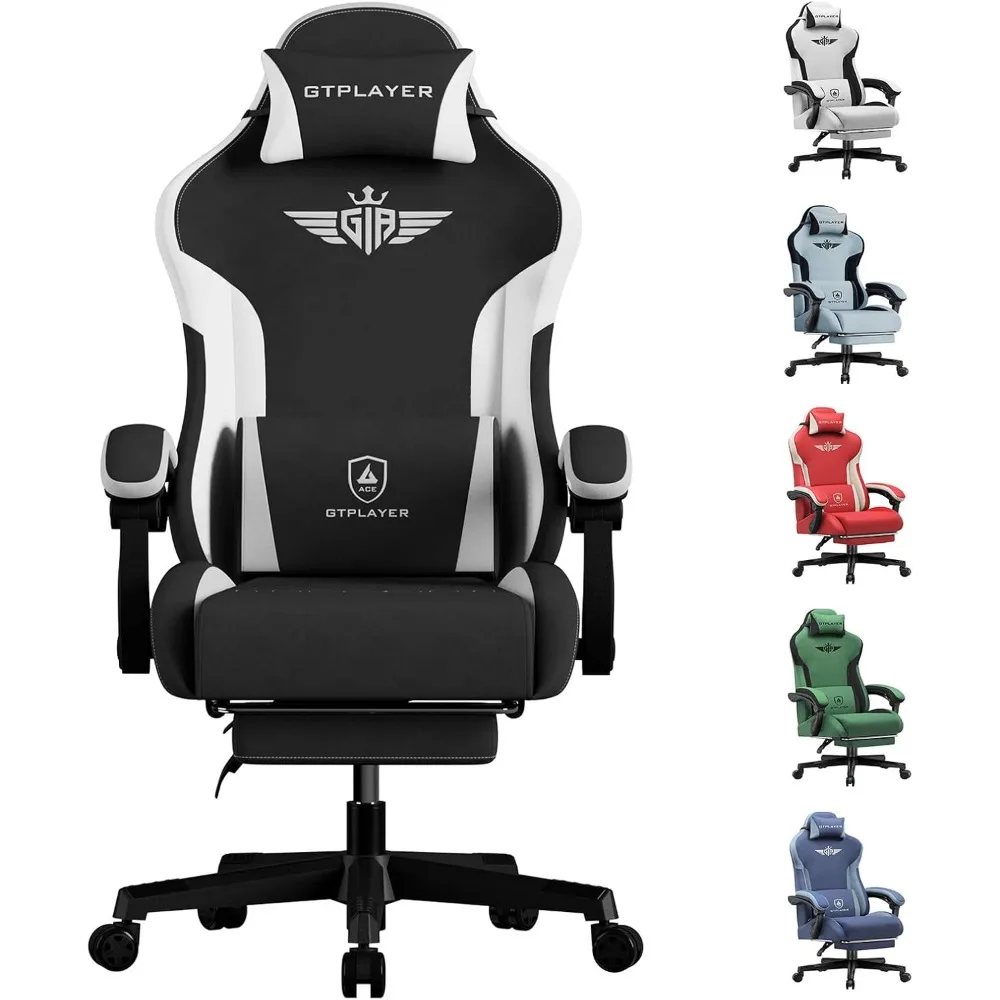 

Gaming Chair, Computer Office Chair Lumbar Support, Linkage Armrests and Footrest, Ergonomic Game Chair for Adults with