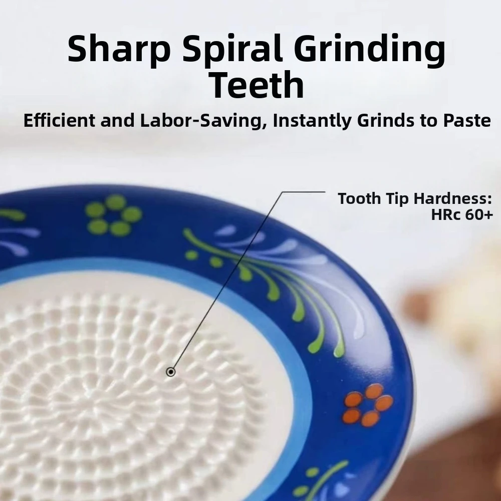 Manual Ceramic Grinding Bowl Efficient Non-Slip Garlic Grater Plate Smooth Round Plate Seasoning Grater Plate Fruit Puree