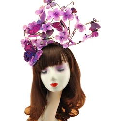 Women Girls Forest Fairy Butterfly Fascinator Headband Colorful Hairbands Simulation Butterflies Insect Wings Wild Hair Hoop