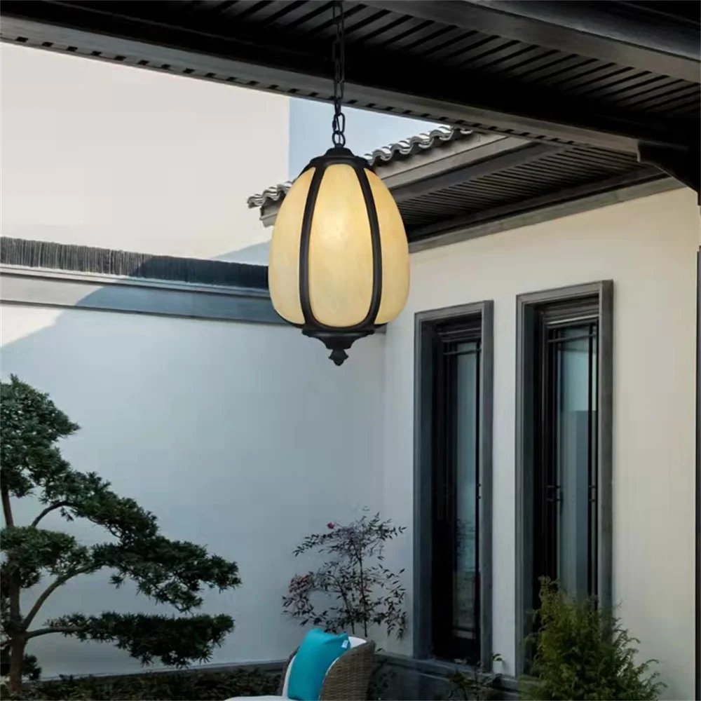 TYLA Classical Dolomite Pendant Light Outdoor LED Lamp Waterproof for Home Corridor Decoration