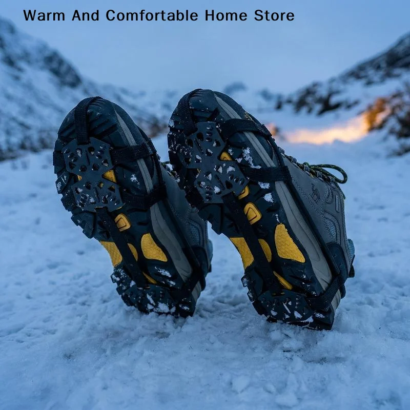 1 Pair M L Crampons Shoes Cover 24 Teeth Anti-Slip Ice Grips Gripper Shoes Boot Hiking Ice Climbing Shoe Spikes Climbing Chain