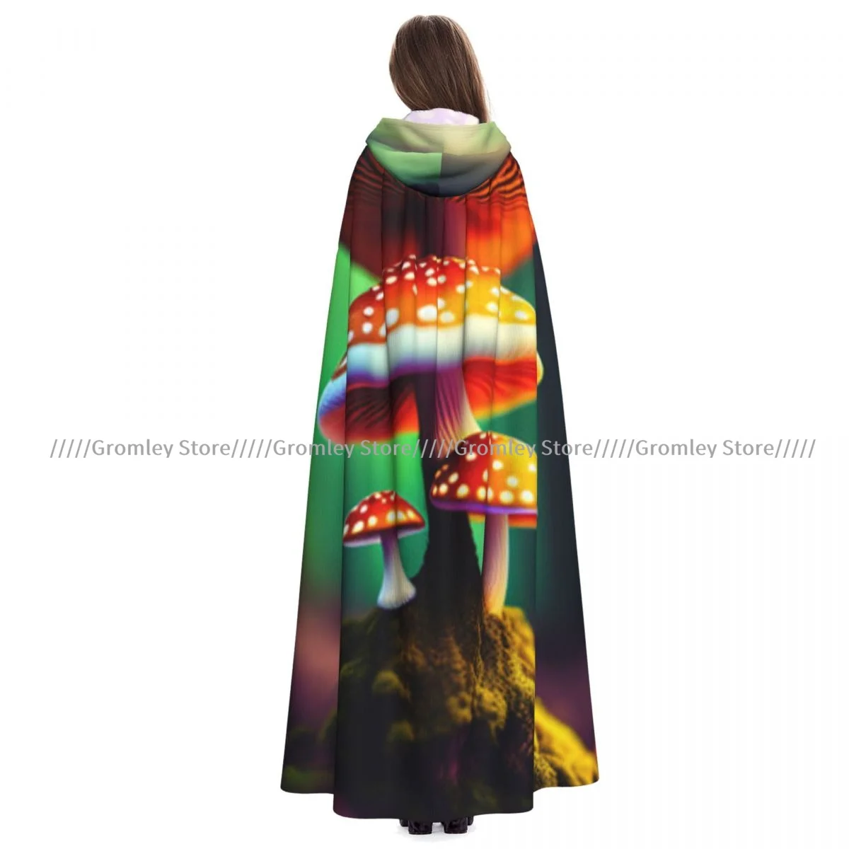 

Adult Fly Agaric Mushroom In The Forest Cloak Cape Hooded Medieval Costume Witch Wicca Vampire Halloween Costume Dress Coat