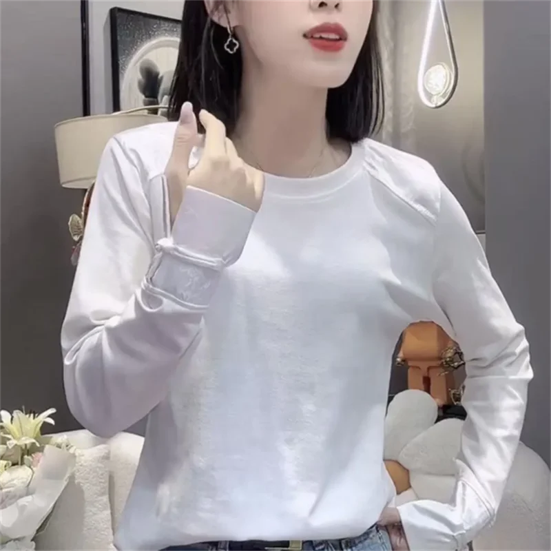 

Хлопковая женская блузка-футболка из чистого хлопка в китайском стиле, лоскутная, с длинным рукавом, с круглым вырезом, женская футболка-топ