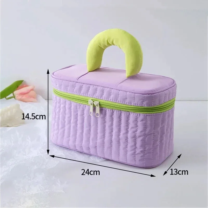 Trousse de maquillage pour femme, trousse cosmétique de voyage, mini trousse de toilette en triangle, trousse de beauté Kawaii, trousse de maquillage en poudre, trousse à fermeture éclair, nouveau