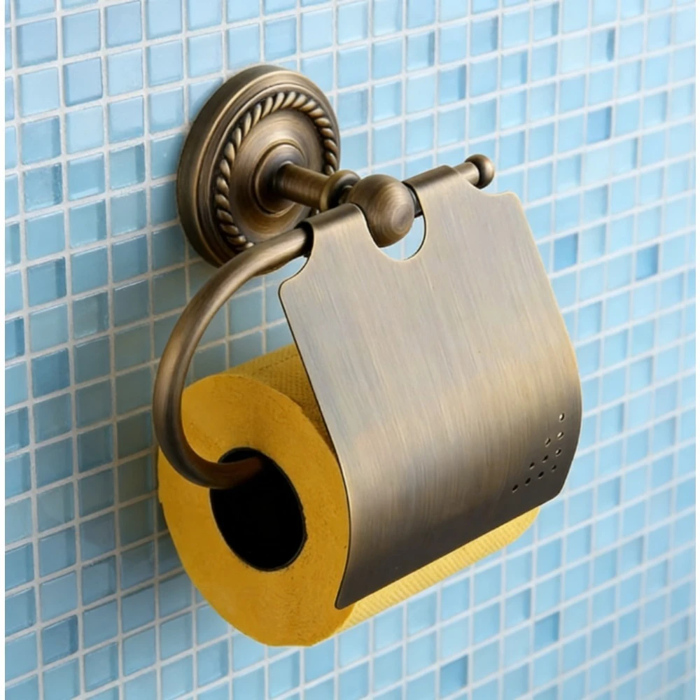 

Классическая настенная коробка для рулонов в ванной комнате, винтажный старинный латунный держатель для туалетной бумаги