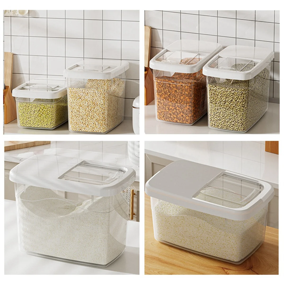 SPOR Rice Storage Box Rice Dispenser Rice Container Grain Storage Jar Cereal Dispenser Pet Food Container Kitchen Organizer,S