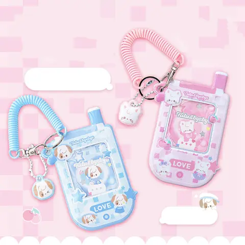 키체인 귀여운 펜던트가 있는 케이팝 포토카드 거치대, 아이돌 앨범 포토카드 슬리브, ID 버스 은행 신용카드 보호대, 3 인치