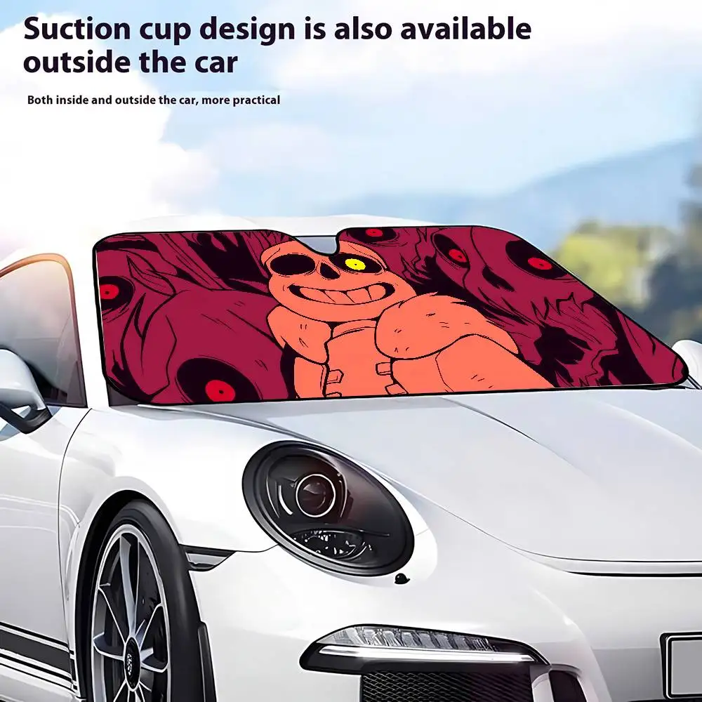 U-Undertale سيارة ظلة غطاء الزجاج الأمامي حماية من الأشعة فوق البنفسجية اكسسوارات السيارات قناع للسيارات