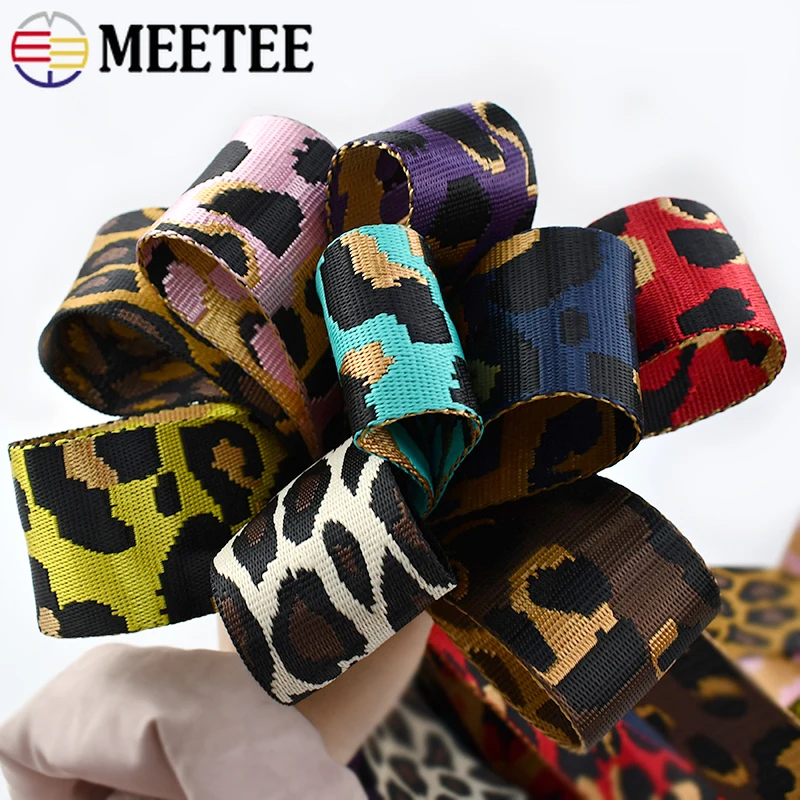 2/5/10M Meetee 50mm Leopard Jacquard Webbing Nylon Ribbon Tape Bags Strap Garment Belt Luggage Tapes DIY Sewing Accessories