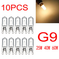 10pcs/lot G9 220-240V 25W 40W 60W Portable Warm White Halogen Bulb Light Lamp 3000-3500K Globe 230V Capsule Clear Bulbs