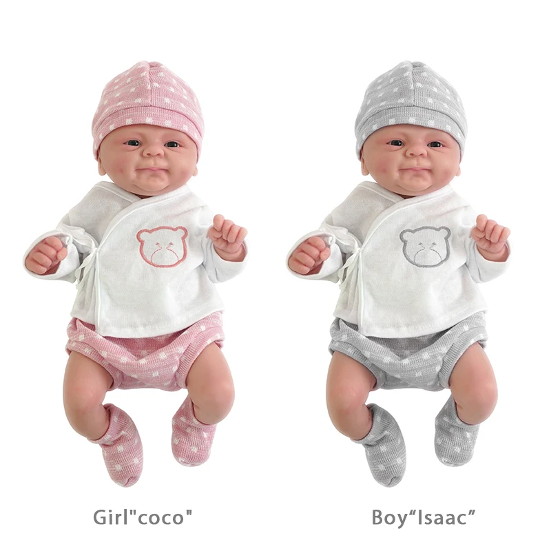 14inch Full Body Silicone Bebe Reborn Girl"Coco"Dolls Boy“Isaac” Doll Soft  Lifelike Baby DIY Blank Toys