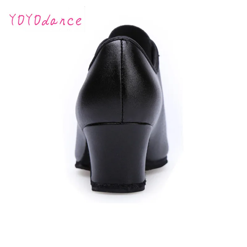 Zapatos de baile de salón para mujer, calzado para profesores de charol de 5cm, tacón medio, para chicas, Tango, latino, rojo y negro