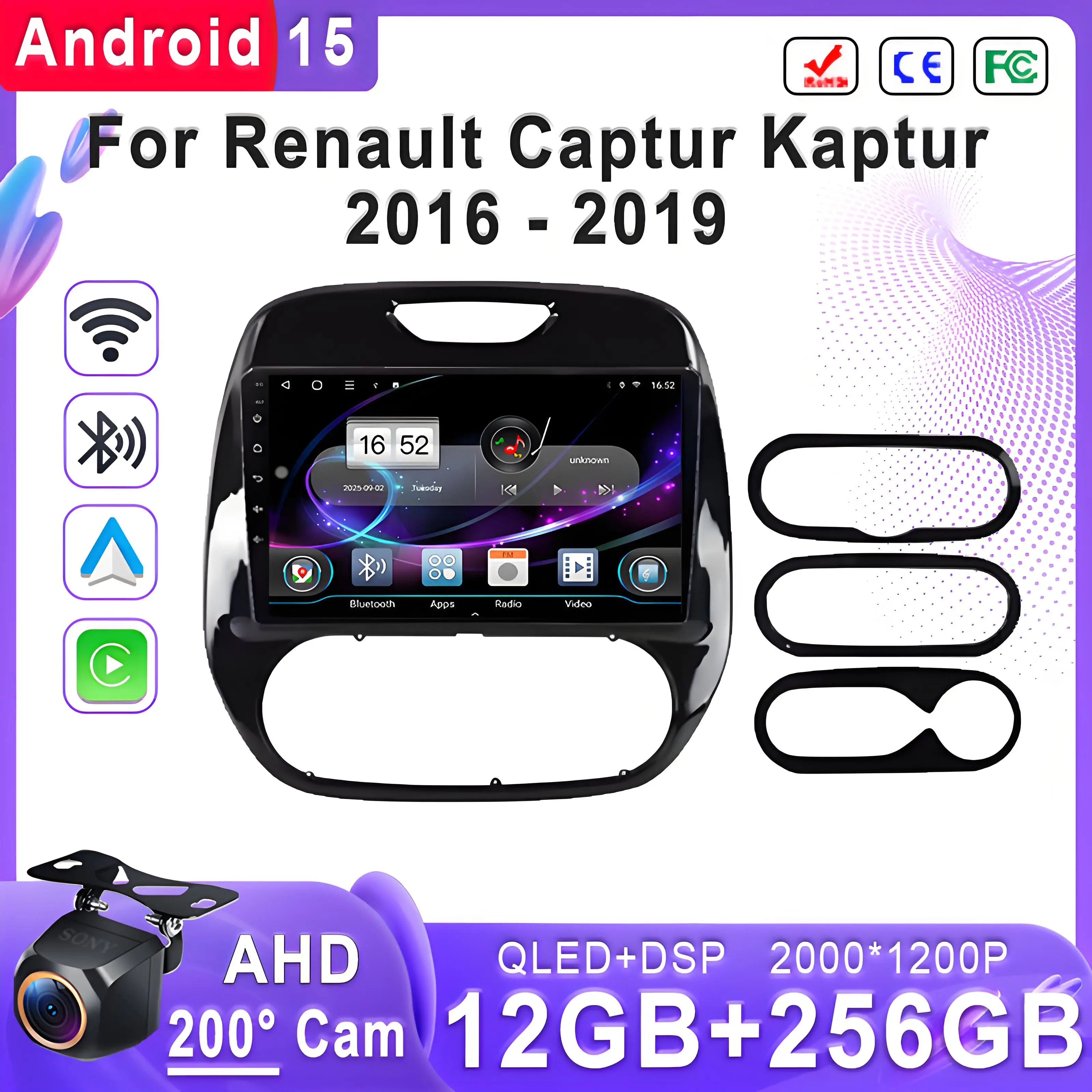 

Android 15 2K Incell Screen For Renault Captur Kaptur 2016 - 2019 Head Unit GPS Navigation High-performance CPU Multimedia Video
