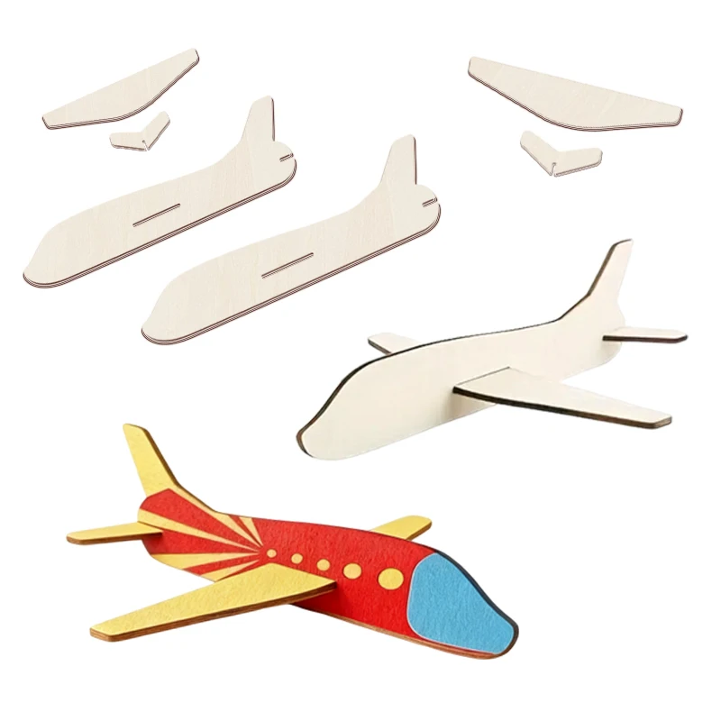 YOMDID 10-teiliges DIY-Set für unvollendete Holzflugzeuge, ideal für handgefertigte Malaktivitäten und Geburtstags-/Urlaubspartys