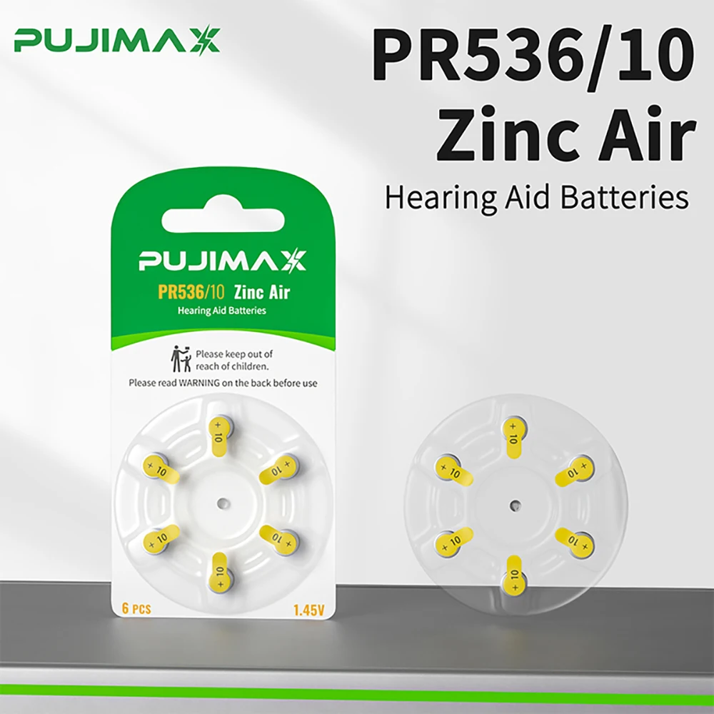 

PUJIMAX 6-60PCS Hearing Aid Batteries A10 10A PR70 PR536 10 Battery High Performance Zinc Air Battery For Digital Hearing Aids