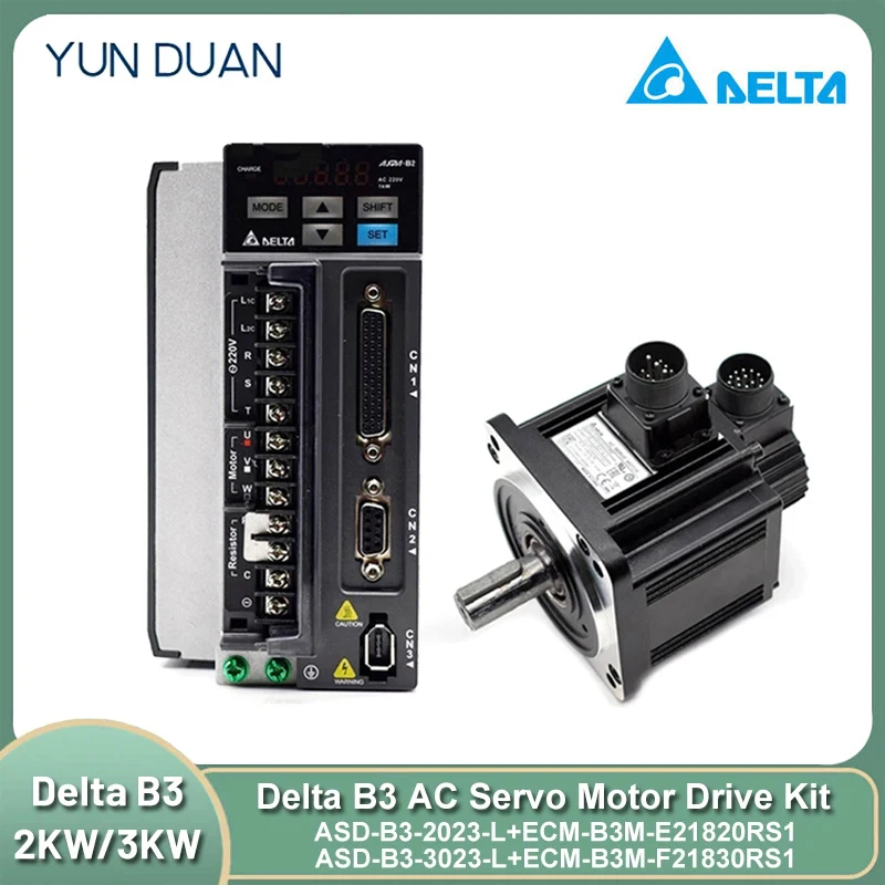 

2KW/3KW Delta B3 Servo Motor Drive Kit Brake Motor 180mm ASD-B3-2023 ECM-B3M-E21820RS1 CANopen EtherCAT DMCNET Replace B2 Delta