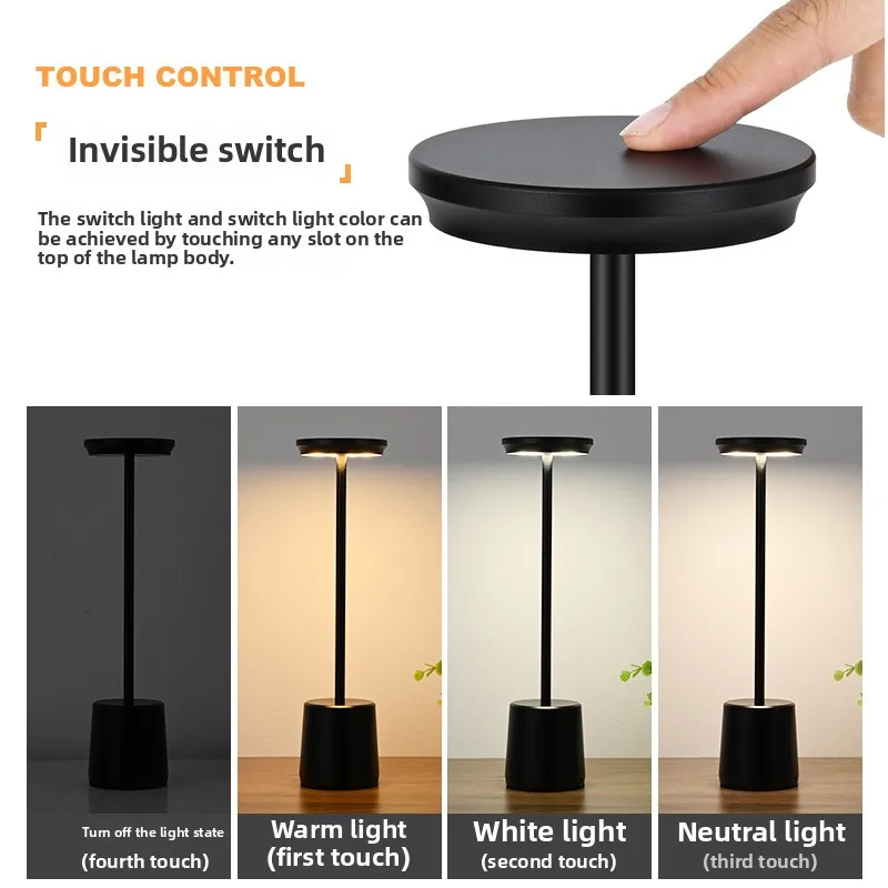 Charging Touch Metal Led Decorative Bedroom Bedside Table Lamp Creative Atmosphere Restaurant Bar Lamp