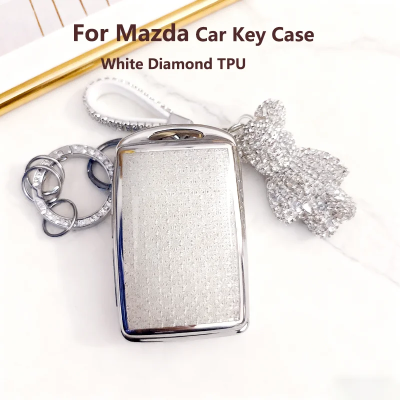 White Diamond TPU für Mazda 3 Alexa CX4 CX5 CX-5 CX8 CX-30 CX30 2019 2020 Smart Remote Autoschlüsseletui Abdeckung Fob Halter Zubehör