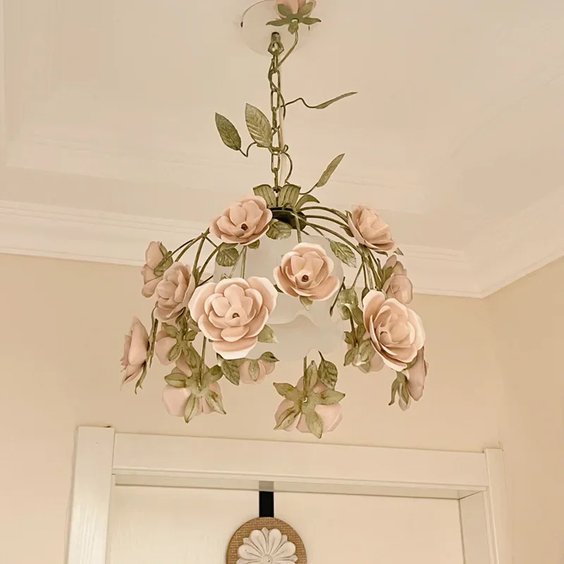 French pastoral flower restaurant chandelier Internet celebrity retro creative bar lamp personalized