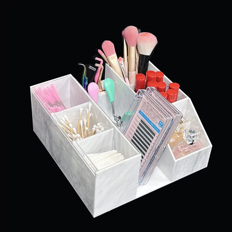 صندوق تخزين أكريليك شبكي مقاوم للغبار، شريط تخزين ذو سعة كبيرة، فرشاة ألوان لتجعيد الرموش