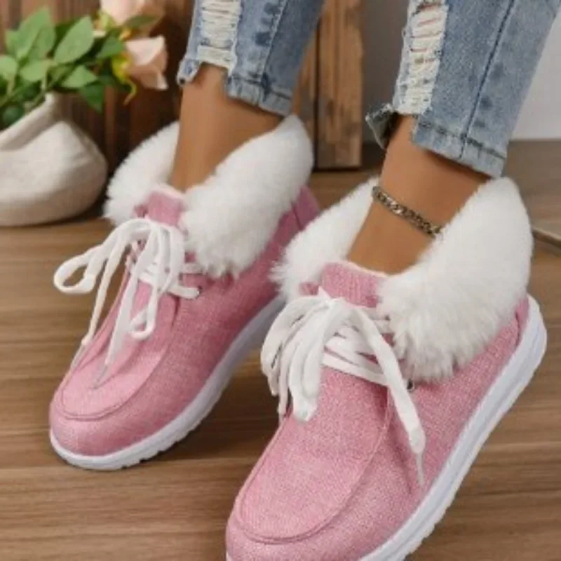 Winter 2024, casual cotton women's shoes, multi-purpose snow boots with round toe and rectangular mouth