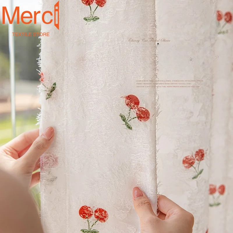 French Floral Gauze Curtains for Living Dining Room Bedroom Transparent Light Not Transparent People Custom Size Luxury Drapes