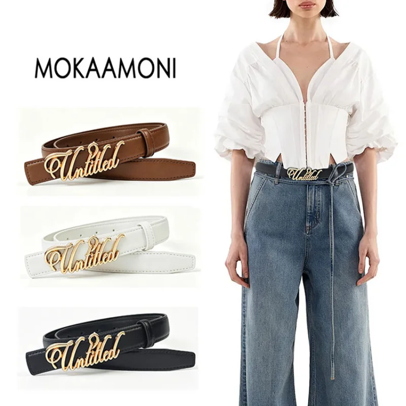 Belt for women with Adjustable Luxury Signature Buckle Design, for Jeans & Dresses, Y2K Style Soft Comfortable Waist Belt