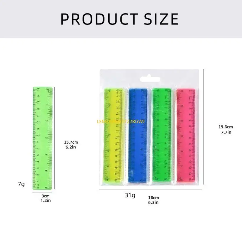 C90C 4pcs Clear Ruler Plastic Shatterprensy Ruler Set Straight Ruler Geometric Ruler School School Ruler для ученика