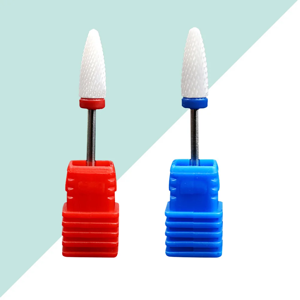 2 قطعة رأس مطحنة الأظافر السيراميك لقمة ثقب لملف الأظافر الكهربائية الملمع مانيكير أدوات الرسم إعادة تشكيل نصائح إزالة الجلد الميت